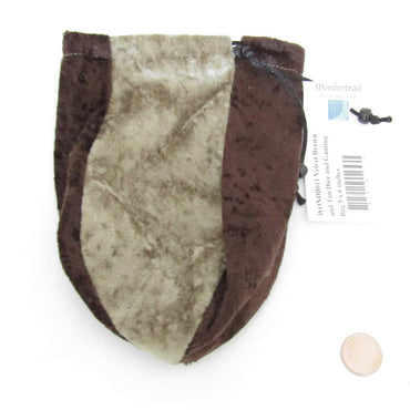 WONDB011 Velvet Brown and Tan Dice and Gaming Bag 6 x 7 inches Wondertrail (ONLINE ORDER ONLY)