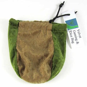 WONDB015 Velvet Olive and Beige Dice and Gaming Bag 6 x 7 inches Wondertrail (ONLINE ORDER ONLY)