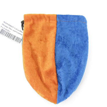 WONDB025 Velvet Blue and Orange Dice and Gaming Bag 6 x 7 inches Wondertrail (ONLINE ORDER ONLY)