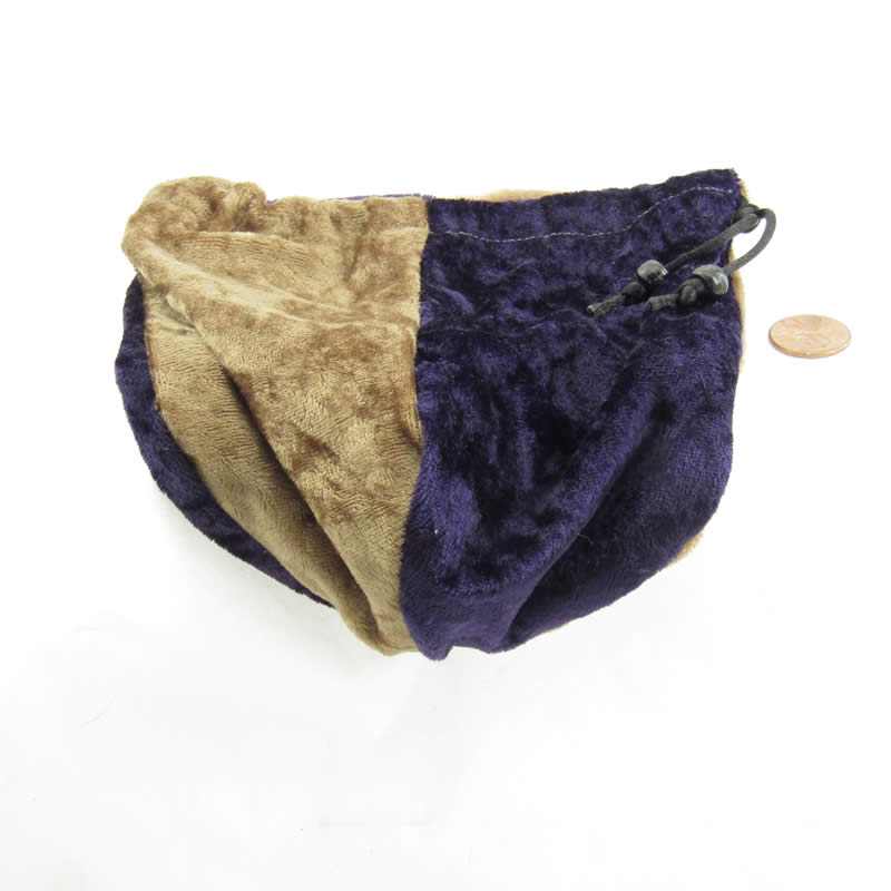 WONDB028 Velvet Purple and Lt Brown Dice and Gaming Bag 6 x 7 inches (ONLINE ORDER ONLY)