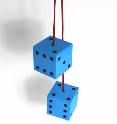 WONDG02 50mm Dangle Dice Blue Wondertrail (ONLINE ORDER ONLY)