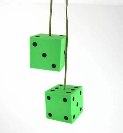 WONDG03 50mm Dangle Dice Green Wondertrail (ONLINE ORDER ONLY)