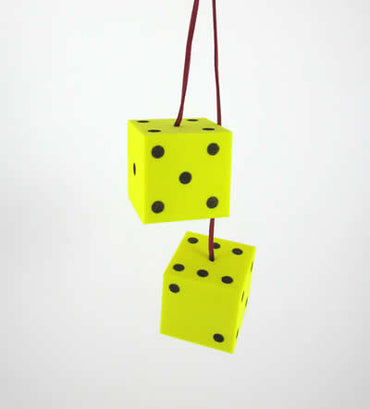 WONDG08 50mm Dangle Dice Yellow Wondertrail (ONLINE ORDER ONLY)
