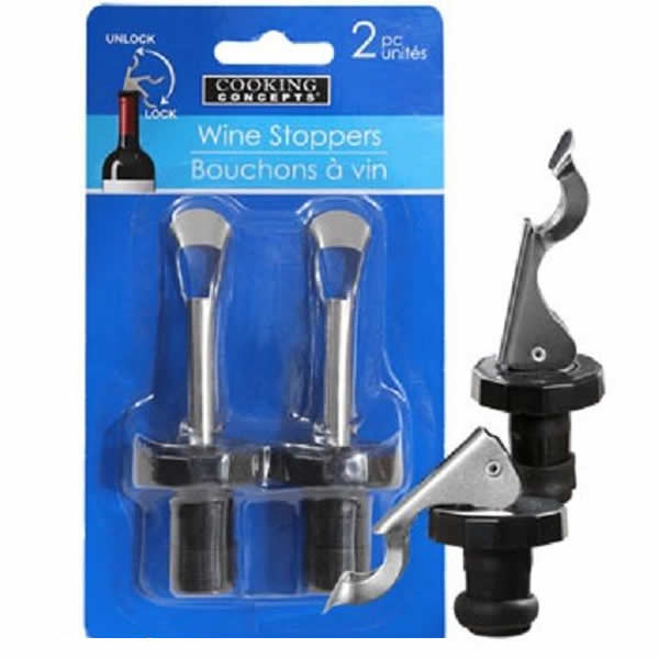 WONDS008 Wine Stoppers with Flip Top Seal 2pk Wondertrail (ONLINE ORDER ONLY)