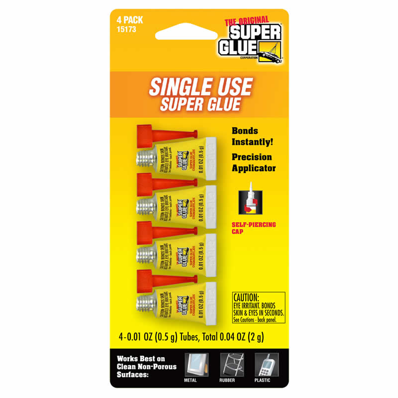 WONDS049 Super Glue Single Use 4 Pack .01oz (.5g) Tubes (ONLINE ORDER ONLY)