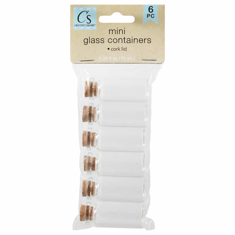 WONDS059 Glass Containers with Mini Cork Top .33 Oz Pack of 6 Wondertrail (ONLINE ORDER ONLY)
