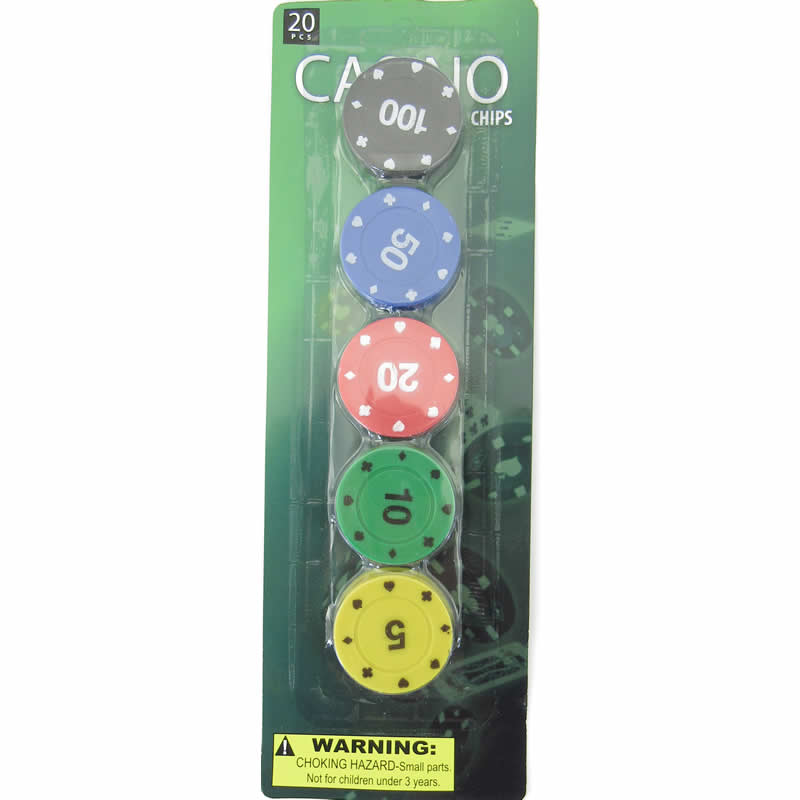 WONDSKA318 Casino Style Poker Chips 20 Piece Set Wondertrail (ONLINE ORDER ONLY)