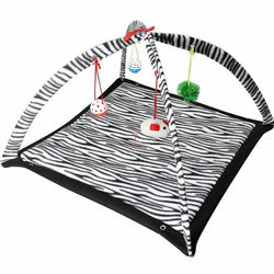 WONDSOD937 Zebra Print Cat Play Tent With Dangle Toys Wondertrail (ONLINE ORDER ONLY)