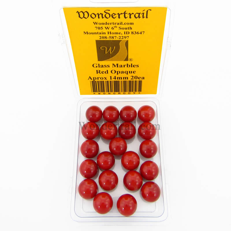 WONGM009 Red Opaque 14mm Glass Marbles Pack of 20 (ONLINE ORDER ONLY)