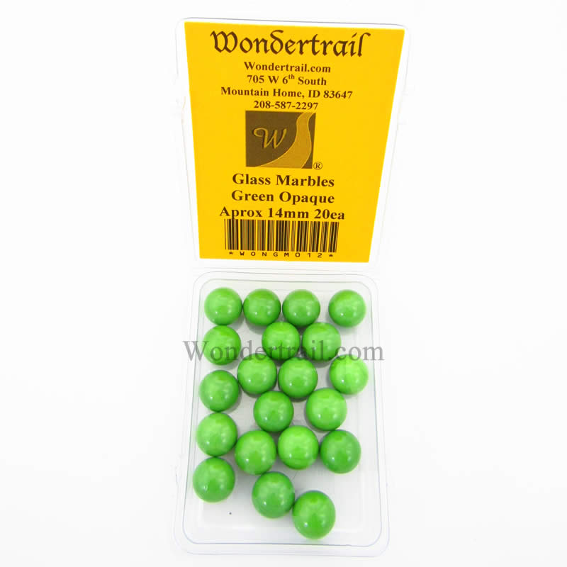 WONGM012 Green Opaque 14mm Glass Marbles Pack of 20 (ONLINE ORDER ONLY)