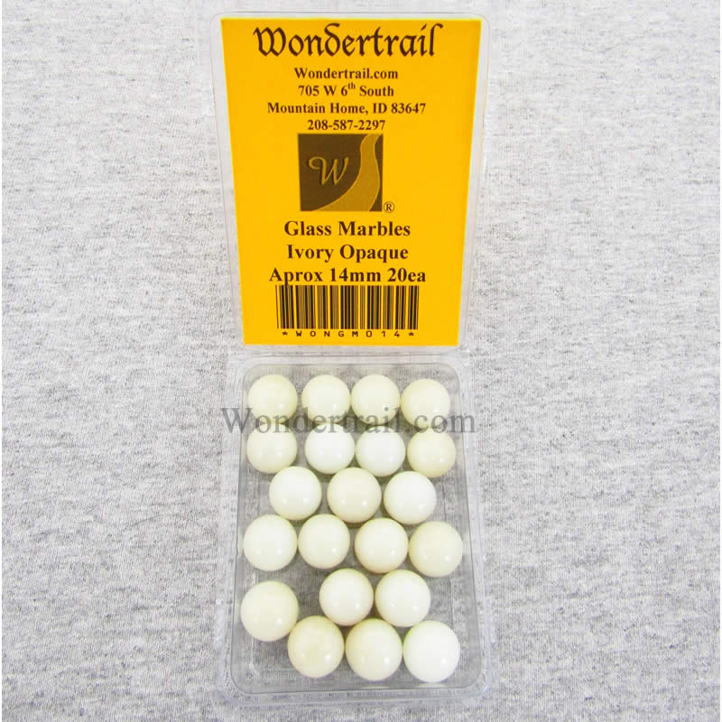 WONGM014 Ivory Opaque 14mm Glass Marbles Pack of 20 (ONLINE ORDER ONLY)