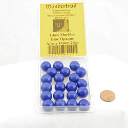 WONGM025 Blue Opaque 14mm Glass Marbles Pack of 20 (ONLINE ORDER ONLY)