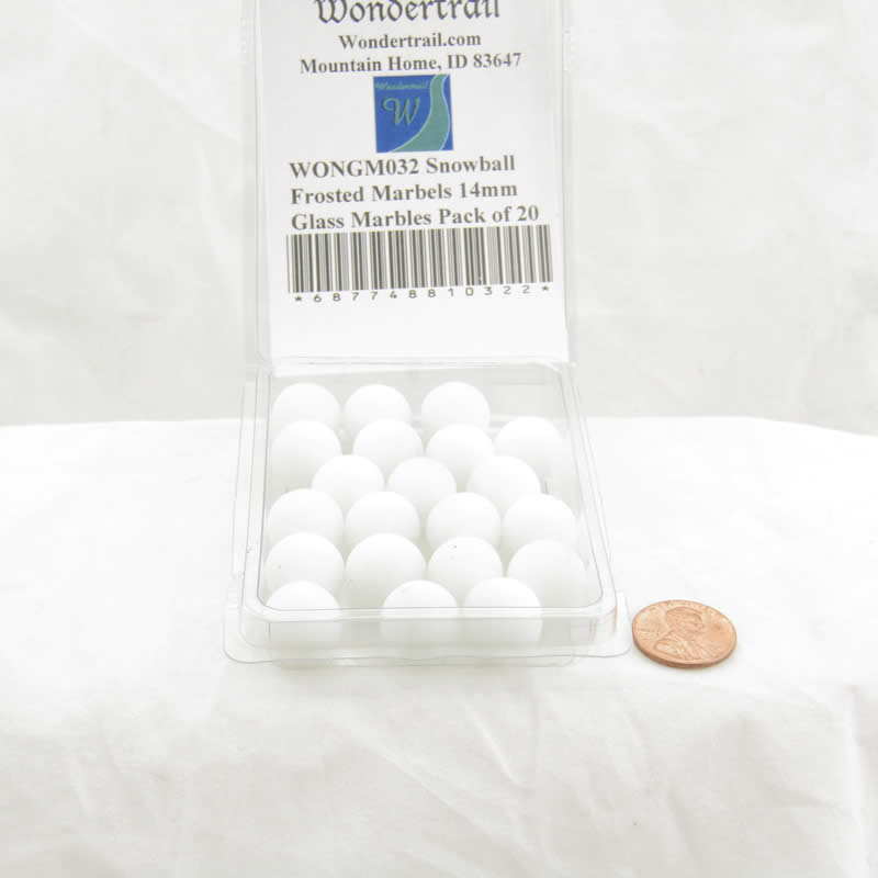 WONGM032 Snowball Frosted Marbels 14mm Glass Marbles Pack of 20 (ONLINE ORDER ONLY)