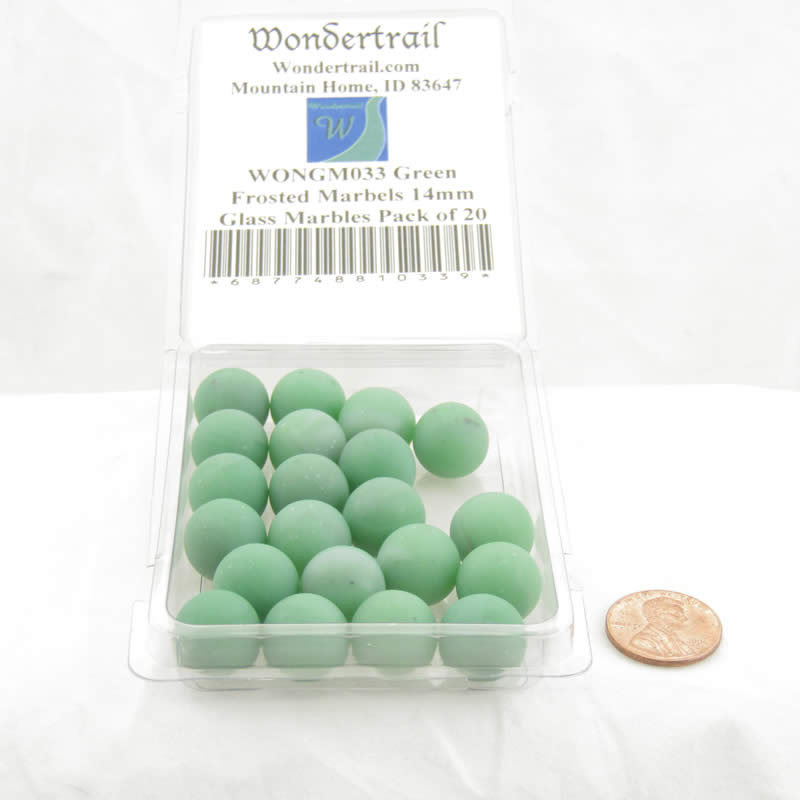 WONGM033 Green Frosted Marbels 14mm Glass Marbles Pack of 20 (ONLINE ORDER ONLY)