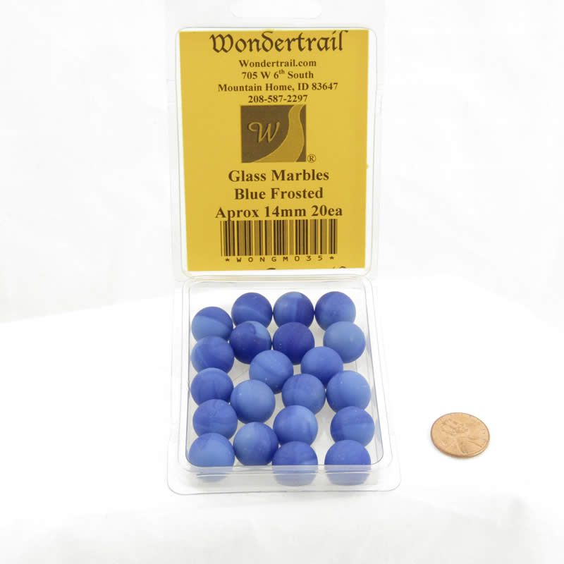 WONGM035 Celtic Blue Frosted Marbels 14mm Glass Marbles Pack of 20 (ONLINE ORDER ONLY)
