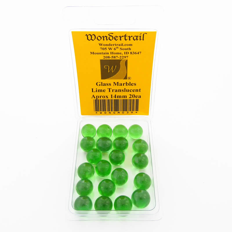 WONGM039 Lime Translucent Marbels 14mm Glass Marbles Pack of 20 (ONLINE ORDER ONLY)