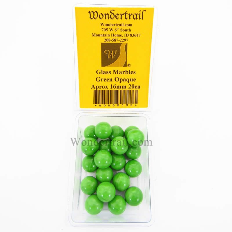 WONGM102 Green Opaque 16mm Glass Marbles Pack of 20 (ONLINE ORDER ONLY)