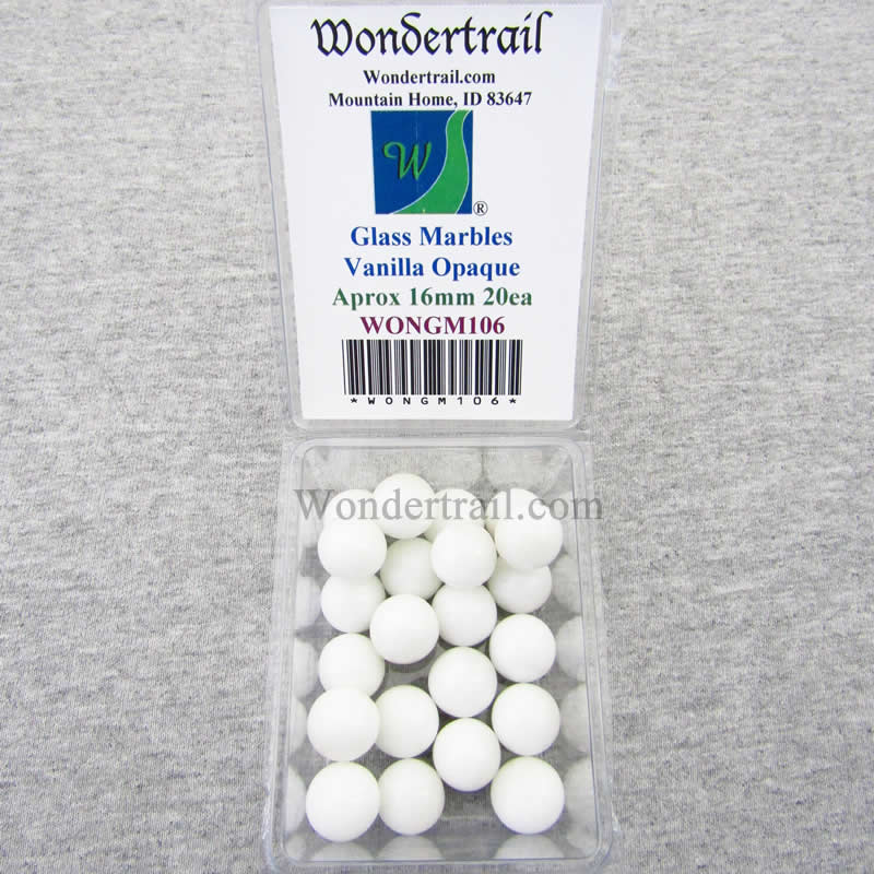 WONGM106 Vanilla Opaque 16mm Glass Marbles Pack of 20 (ONLINE ORDER ONLY)