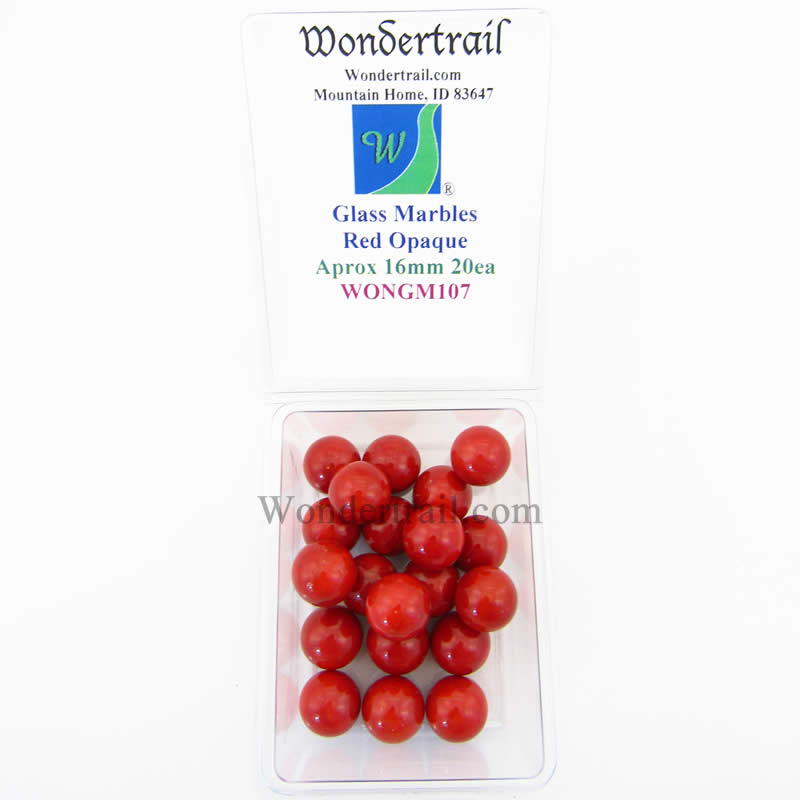 WONGM107 Red Opaque 16mm Glass Marbles Pack of 20 (ONLINE ORDER ONLY)