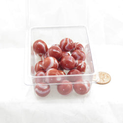 WONGM111 Red with White Swirl 16mm Glass Marbles Pack of 20 (ONLINE ORDER ONLY)