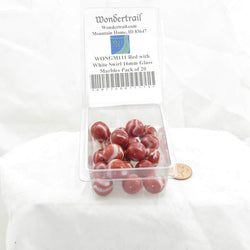 WONGM111 Red with White Swirl 16mm Glass Marbles Pack of 20 (ONLINE ORDER ONLY)