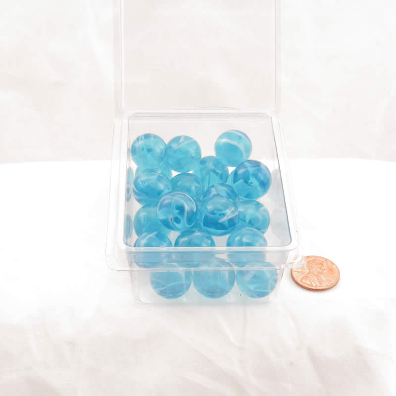 WONGM117 Windy Swirl Transparent with White Swirl 16mm Glass Marbles Pack of 20 (ONLINE ORDER ONLY)