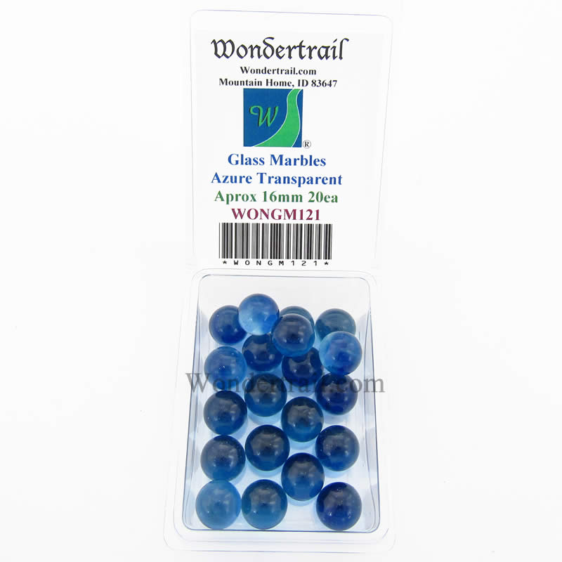 WONGM121 Twilight SkiesTransparent 16mm Glass Marbles Pack of 20 (ONLINE ORDER ONLY)
