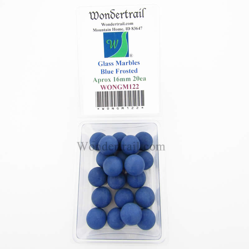 WONGM122 Celtic Blue Frosted 16mm Glass Marbles Pack of 20 (ONLINE ORDER ONLY)