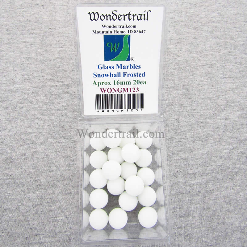 WONGM123 Snowball Frosted 16mm Glass Marbles Pack of 20 (ONLINE ORDER ONLY)