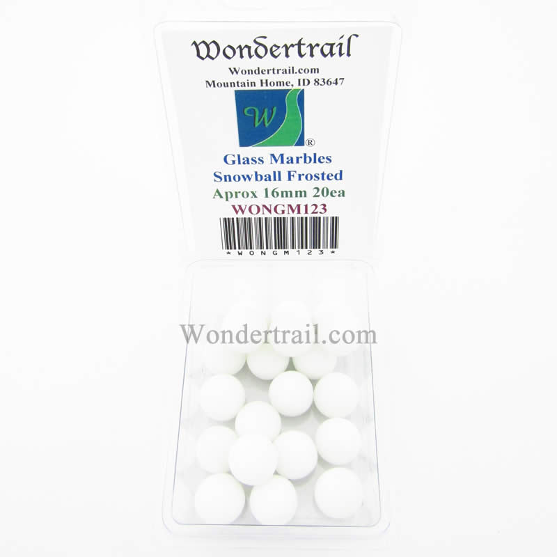 WONGM123 Snowball Frosted 16mm Glass Marbles Pack of 20 (ONLINE ORDER ONLY)