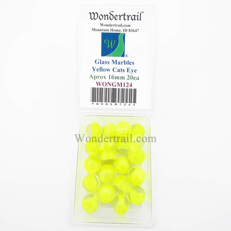 WONGM124 Lemon Slice Cats Eye 16mm Glass Marbles Pack of 20 (ONLINE ORDER ONLY)