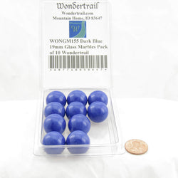 WONGM155 Dark Blue 19mm Glass Marbles Pack of 10 Wondertrail (ONLINE ORDER ONLY)