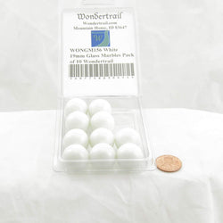 WONGM156 White 19mm Glass Marbles Pack of 10 Wondertrail (ONLINE ORDER ONLY)