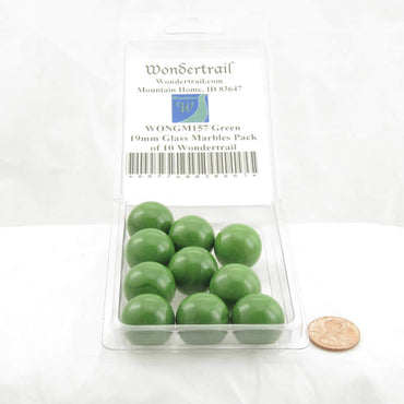 WONGM157 Green 19mm Glass Marbles Pack of 10 Wondertrail (ONLINE ORDER ONLY)