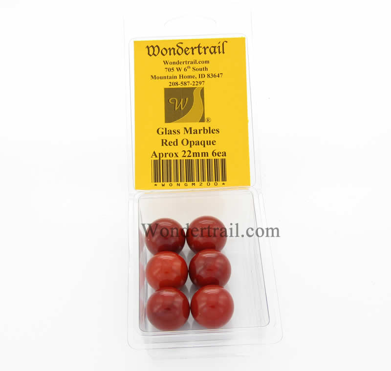 WONGM200 Red Opaque 22mm Glass Marbles Pack of 6 (ONLINE ORDER ONLY)