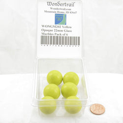 WONGM202 Yellow Opaque 22mm Glass Marbles Pack of 6 (ONLINE ORDER ONLY)