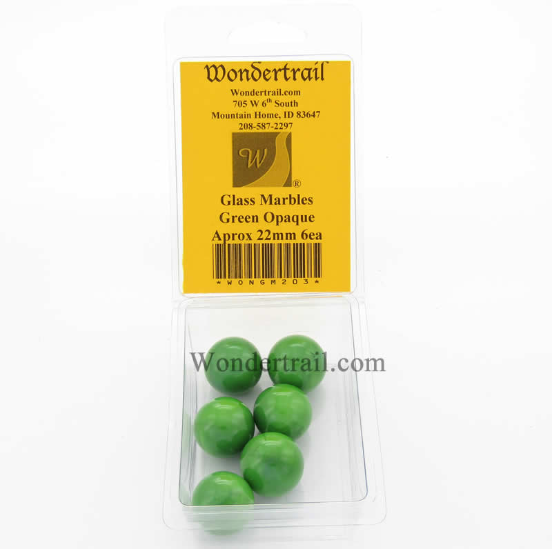 WONGM203 Green Opaque 22mm Glass Marbles Pack of 6 (ONLINE ORDER ONLY)