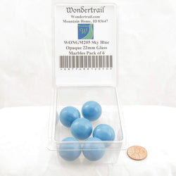 WONGM205 Sky Blue Opaque 22mm Glass Marbles Pack of 6 (ONLINE ORDER ONLY)