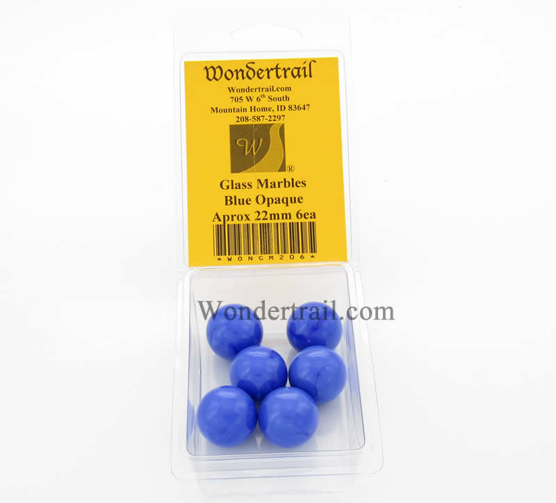 WONGM206 Blue Opaque 22mm Glass Marbles Pack of 6 (ONLINE ORDER ONLY)