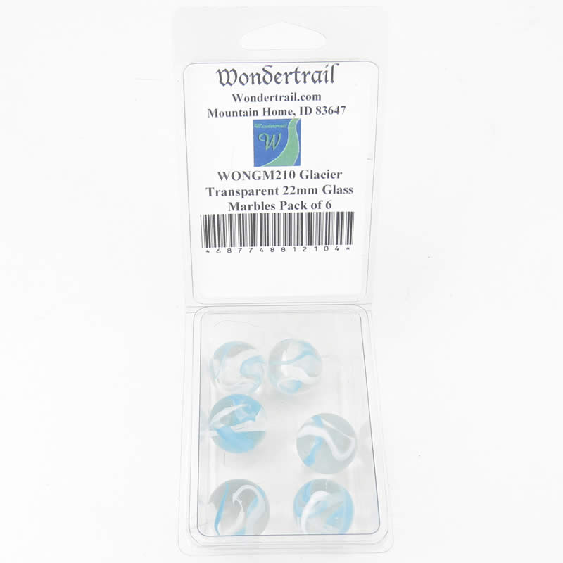 WONGM210 Glacier Transparent 22mm Glass Marbles Pack of 6 (ONLINE ORDER ONLY)