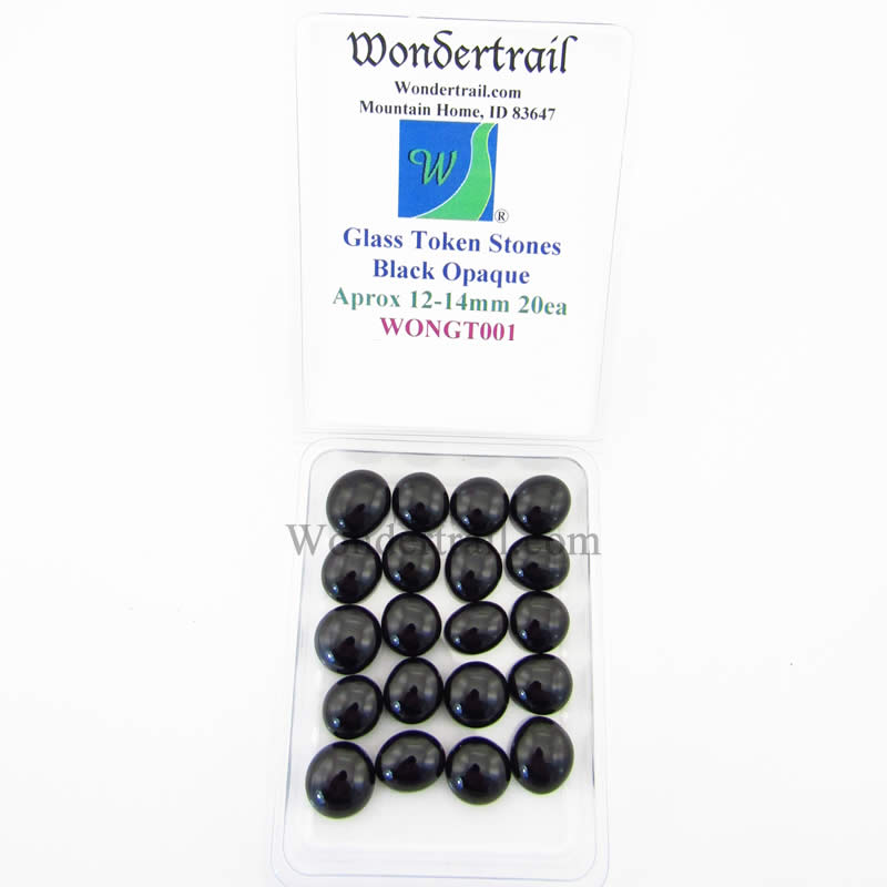 WONGT001 Black Opaque Glass Tokens 12-14mm Aprox .50in Pack of 20 (ONLINE ORDER ONLY)