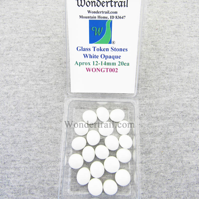 WONGT002 White Opaque Glass Tokens 12-14mm Aprox .50in Pack of 20 (ONLINE ORDER ONLY)