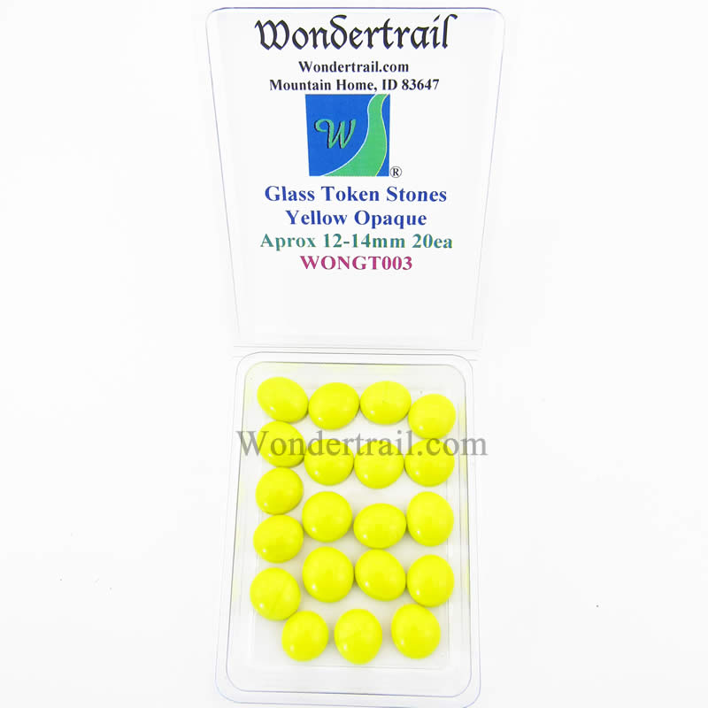 WONGT003 Yellow Opaque Glass Tokens 12-14mm Aprox .50in Pack of 20 (ONLINE ORDER ONLY)