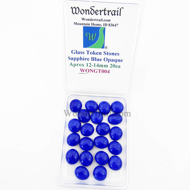 WONGT004 Sapphire Blue Opaque Glass Tokens 12-14mm .50in Pack of 20 (ONLINE ORDER ONLY)
