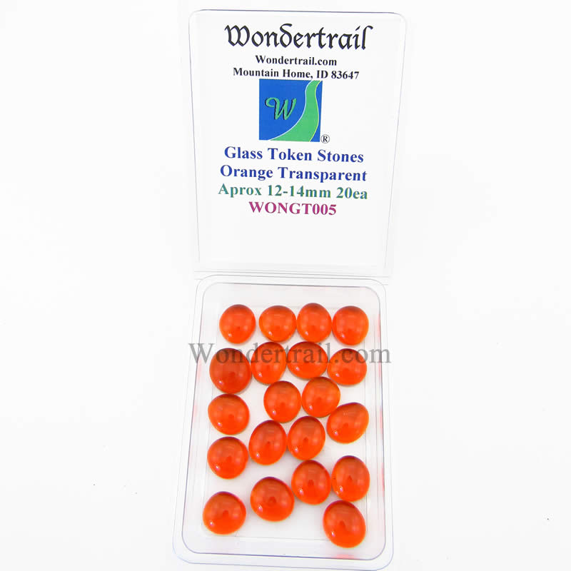 WONGT005 Orange Transparent Glass Tokens 12-14mm .50in Pack of 20 (ONLINE ORDER ONLY)