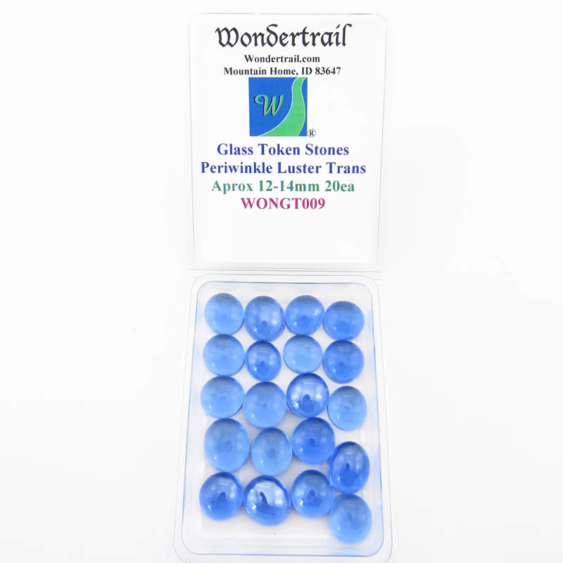 WONGT009 Periwinkle Luster Transparent Glass Tokens 12-14mm .50in Pack of 20 (ONLINE ORDER ONLY)