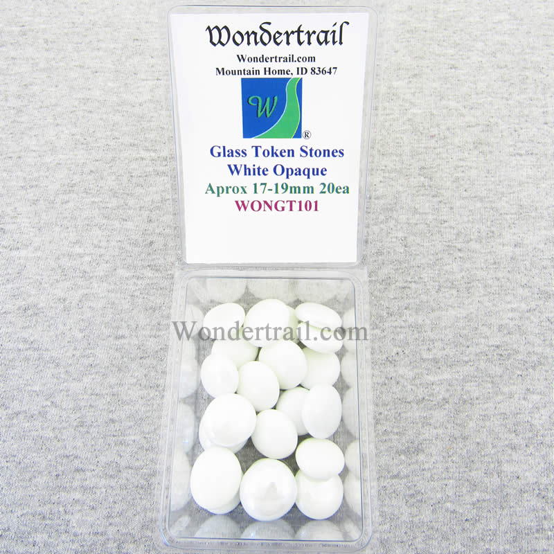 WONGT101 White Opaque Glass Tokens 17-19mm Aprox 23/32in Pack of 20 (ONLINE ORDER ONLY)