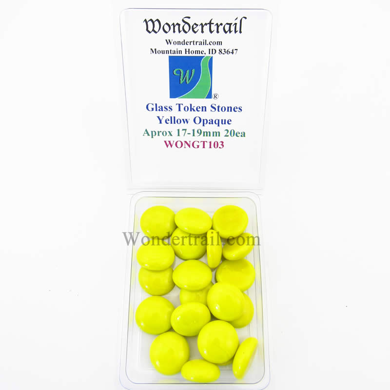 WONGT103 Yellow Opaque Glass Tokens 17-19mm Aprox 23/32in Pack of 20 (ONLINE ORDER ONLY)