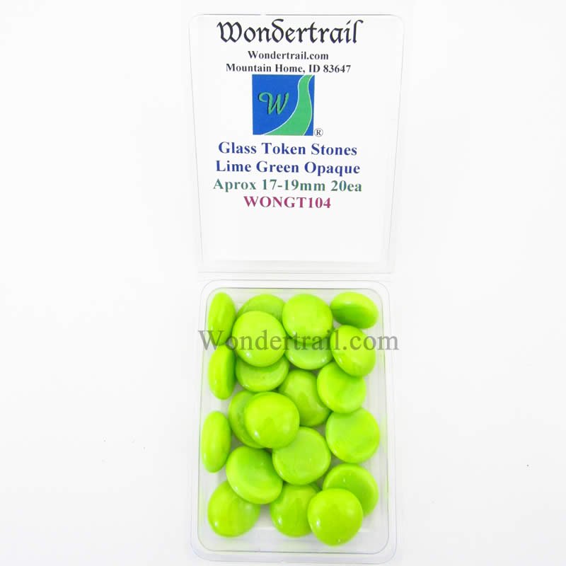 WONGT104 Lime Green Opaque Glass Tokens 17-19mm Aprox 23/32in Pack of 20 (ONLINE ORDER ONLY)