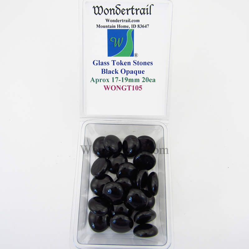 WONGT105 Black Opaque Glass Tokens 17-19mm Aprox 23/32in Pack of 20 (ONLINE ORDER ONLY)